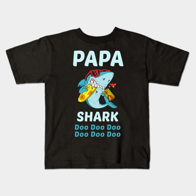 Family Shark 1 PAPA Kids T-Shirt by blakelan128